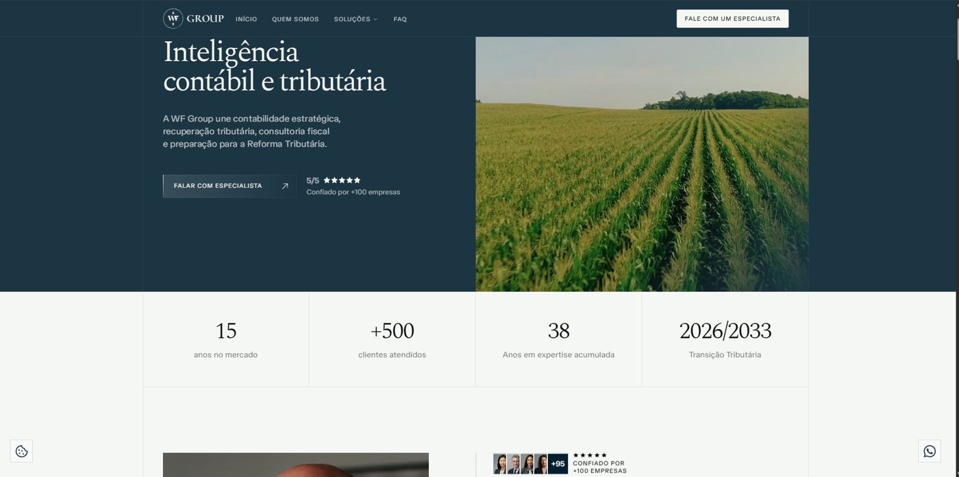 Prévia do site da WF Group